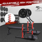 Chest Press Machine, 1050LBS Capacity, Independent Converging Arms, Weight Bench Press with Adjustable Flat Bench for Upper Body Workouts, Red