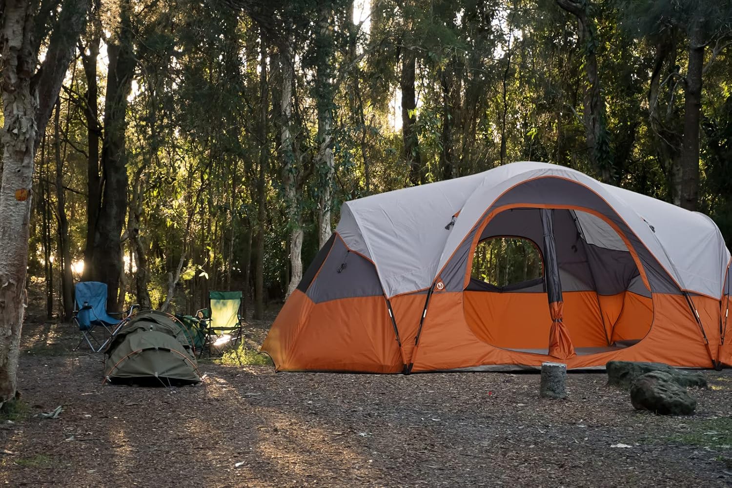 Camping Tent 10-Person-Family Tents, Parties, Music Festival Tent, Big, Easy Up, 5 Large Mesh Windows, Double Layer, 2 Room, Waterproof, Weather Resistant, 18ft x 9ft x78in