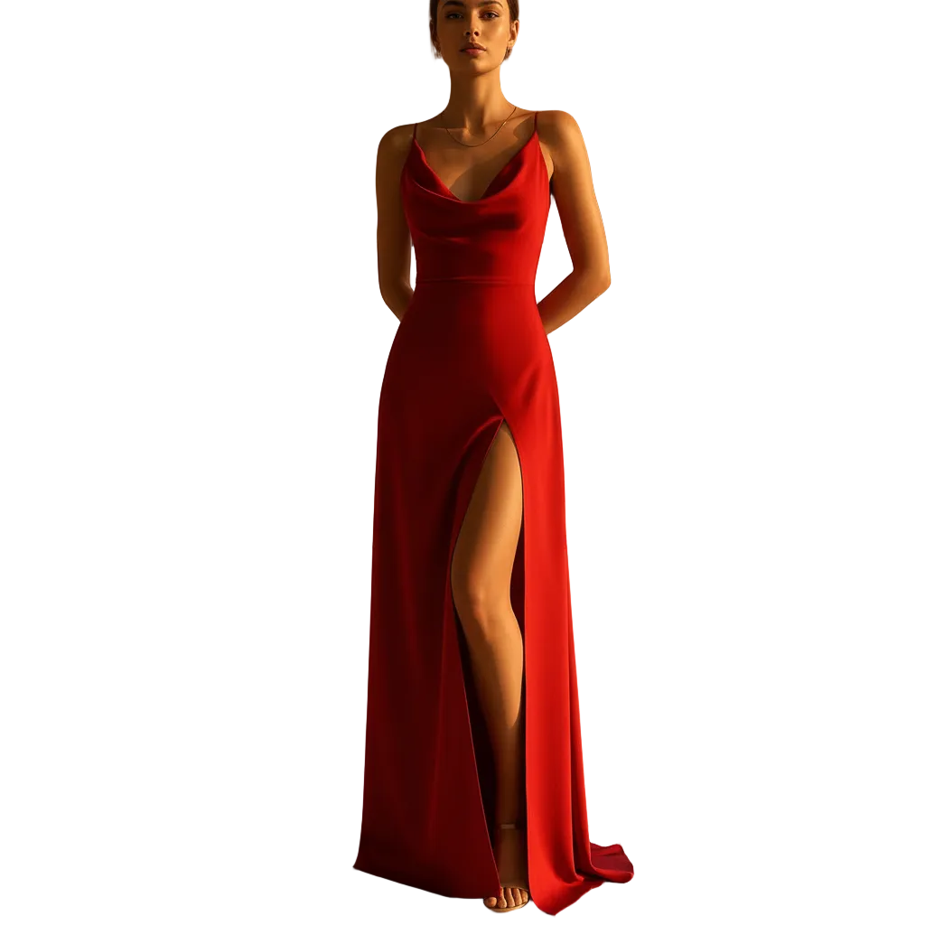 Black V-neck spaghetti strap maxi dress